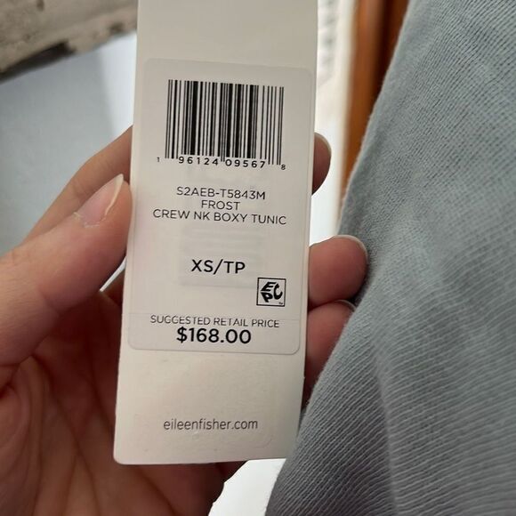 Eileen Fisher Womens Sweatshirt Boxy Tunic Crewneck Blue Size Extra Small NWT - Picture 8 of 12